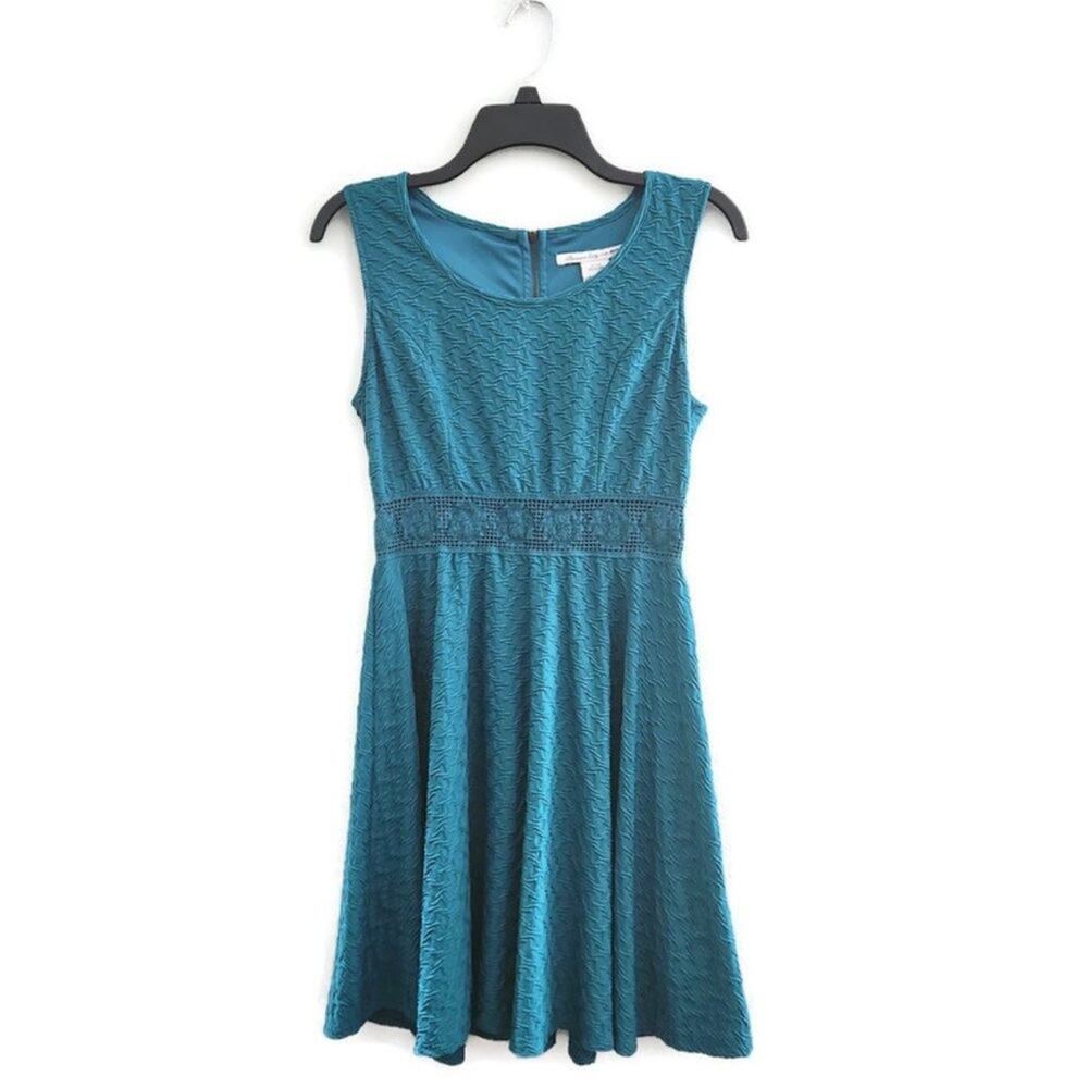 American Rag Women's Green Fit and Flare Sleeveless Dress Large